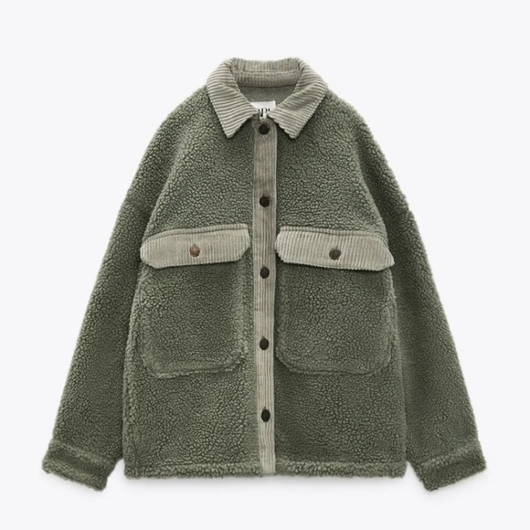 Zara Jackets & Blazers - Zara Green Sherpa Jacket